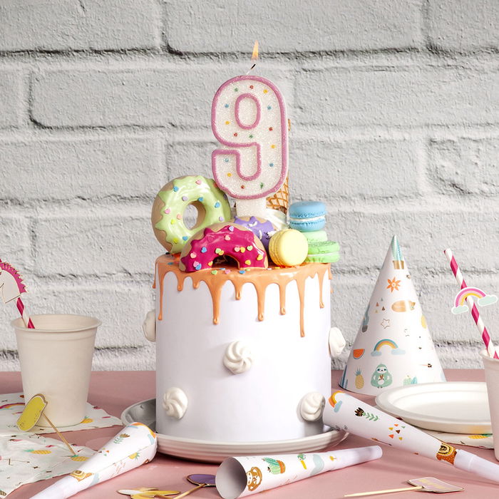 Party Time Velas Aniversario Surtidas con Números del 0 al 9, Formas y Colores Variados, 14 cm