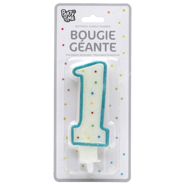 Party Time Velas Aniversario Surtidas con Números del 0 al 9, Formas y Colores Variados, 14 cm