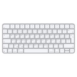 Apple Magic Keyboard with Touch ID for Mac models with Apple silicon - Arabic, Teclado Inalámbrico y alámbrico, USB + Bluetooth, Plata, Blanco