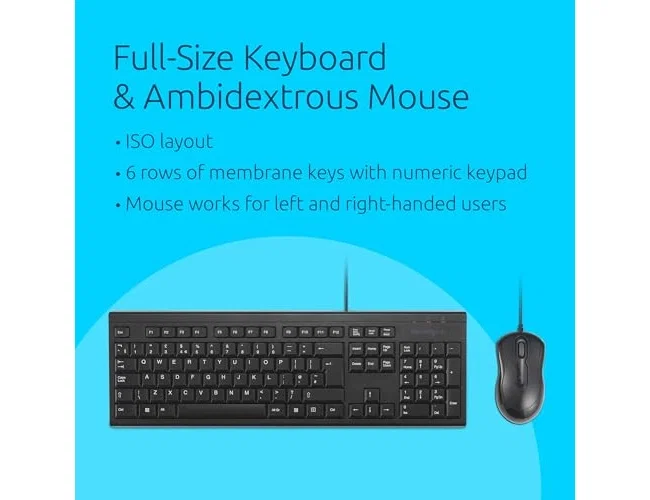 Kensington KM100 EQ Kit de Teclado y Ratón con Cable, Negro, Español Kensington KM100 EQ Kit de Teclado y Ratón con Cable, Negro, Español