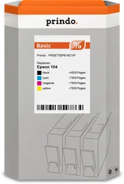 Prindo Multipack de tinta CLASSIC Negro, Cian, Magenta, Amarillo para Epson 104