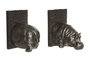 DKD Home Decor Set de 2 Sujetalibros de Resina Hipo Plateado y Marrón