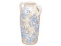 Giftdecor Jarrón Nonna 2 Asas Azul Beige Blanco Cerámica Decorativo - 29.5 cm Alto x 18 cm Ancho (Set de 6)