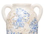 Giftdecor Jarrón Nonna 2 Asas Azul Beige Blanco Cerámica Decorativo - 29.5 cm Alto x 18 cm Ancho (Set de 6)