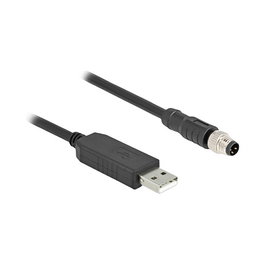 DeLOCK Cable de conexión serie USB 2.0 Tipo-A a M8 RS-232, 1,8 m, Negro
