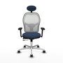 PIQUERAS Y CRESPO Silla de oficina Jorquera con mecanismo Sincro/Traslack, Azul marino y Blanco