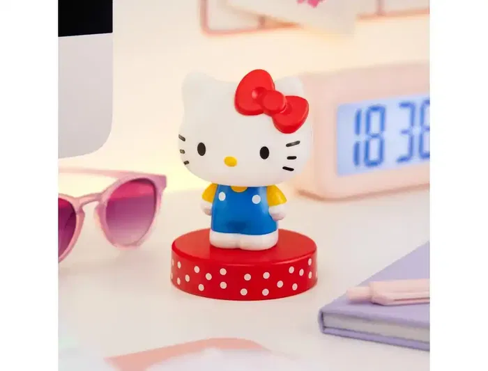 Wondee ICONS Lámpara Hello Kitty Icon Vestido Azul Lazo Rojo Figura Luminosa Escritorio/Estantería/Luz Nocturna Colección Regalo Fans 120x75x10mm