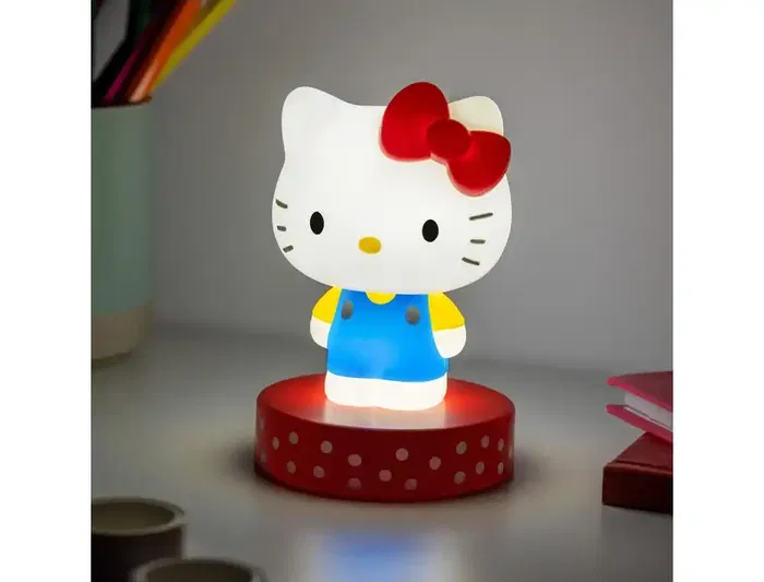 Wondee ICONS Lámpara Hello Kitty Icon Vestido Azul Lazo Rojo Figura Luminosa Escritorio/Estantería/Luz Nocturna Colección Regalo Fans 120x75x10mm