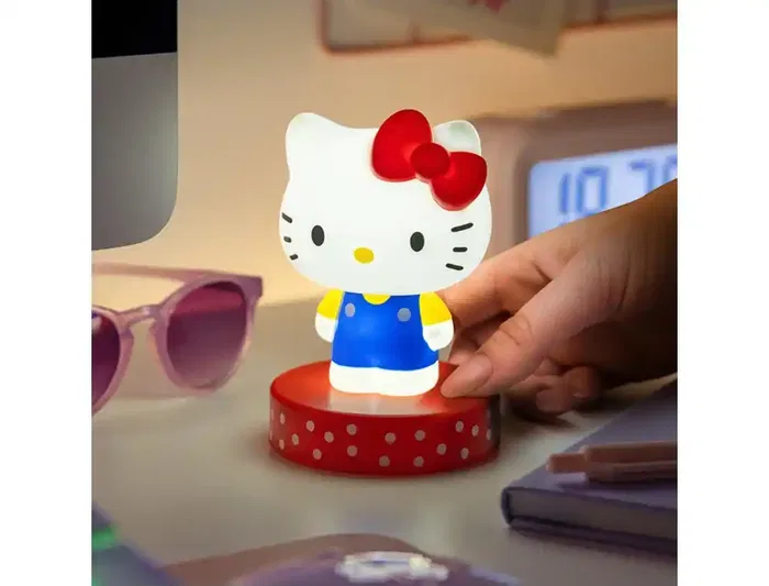 Wondee ICONS Lámpara Hello Kitty Icon Vestido Azul Lazo Rojo Figura Luminosa Escritorio/Estantería/Luz Nocturna Colección Regalo Fans 120x75x10mm