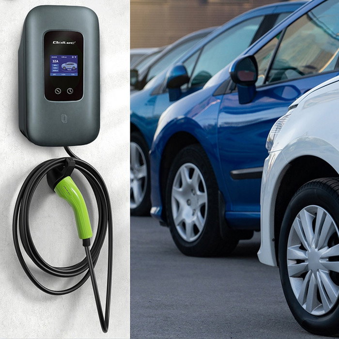 Qoltec Cargador de Coche Eléctrico Typ2 22kW 32A Wi-Fi LCD RFID 5m