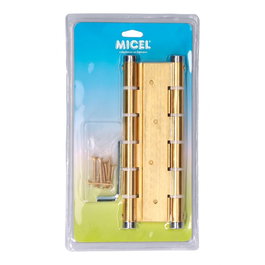 Micel Bisagra Doble Acción Aluminio Oro 133x180mm Blister Modelo BS10 M57003