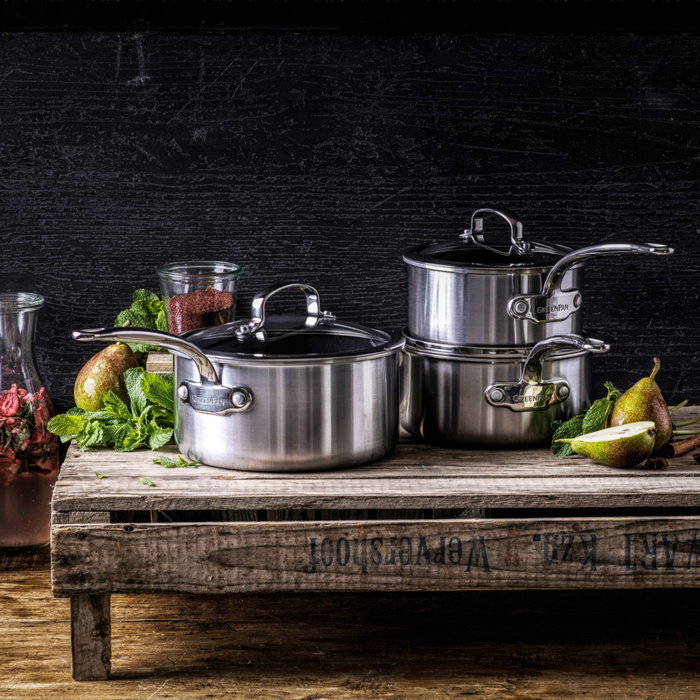 GreenPan Premiere Casserole Set 3-piece Stainless Steel GreenPan Premiere Casserole Set 3-piece Stainless Steel