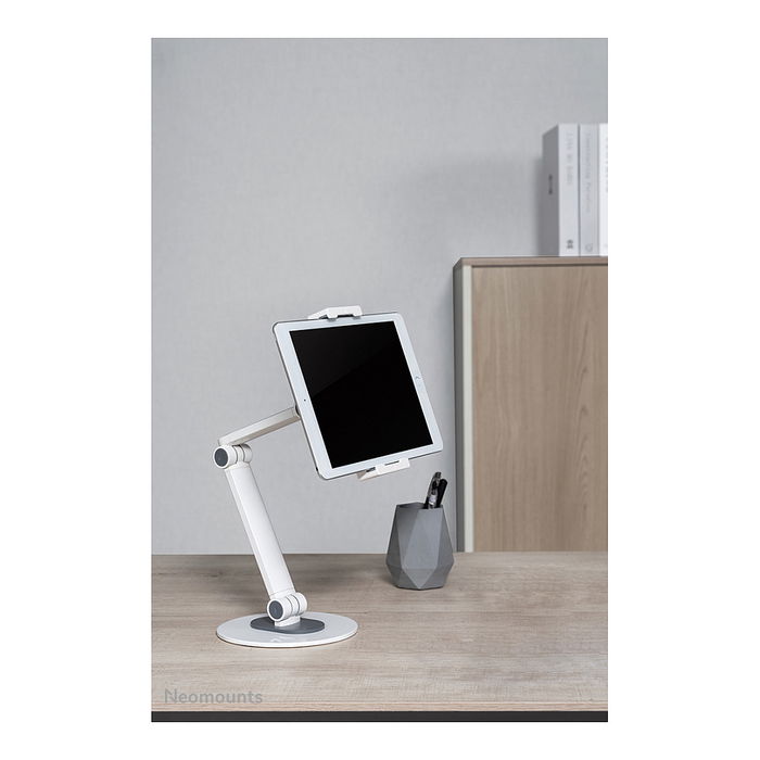 Neomounts DS15-550WH1 Soporte Universal para Tablet de 4.7-12.9 Pulgadas, Color Blanco, Acero, Ajustable - Hasta 1kg