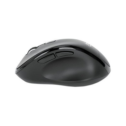 MANHATTAN Ratón Ergonómico Inalámbrico con Receptor 2 en 1 USB-A/USB-C, 1600 DPI, Negro