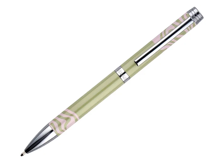 Belius Ink Dreams Bolígrafo Aluminio Verde Matcha y Rosa Plateado con Frase Interior Tinta Azul Caja Diseño 1 mm