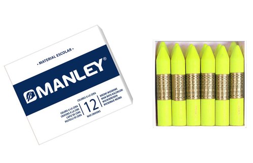 Manley Lápices de cera amarillo limón n.2 caja de 12 unidades