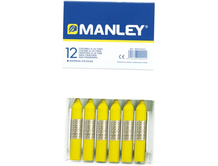 Manley Lápices de Cera Amarillo Limón N.2 Caja de 12 Unidades