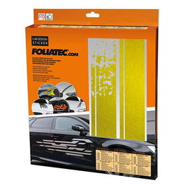 Foliatec FO33954 Pegatina para Coche Diseño Rayas Dorado 22x150cm 2 Piezas Resistente a la Intemperie Lavado de Autos PVC Adhesivo Exterior