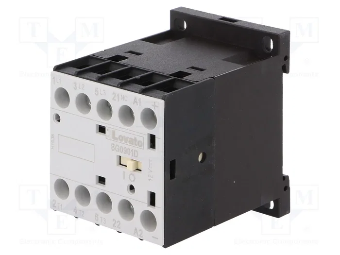 LOVATO ELECTRIC Contactor 3-polar BG 12VDC 9A NO x3 NC LOVATO ELECTRIC Contactor 3-polar BG 12VDC 9A NO x3 NC