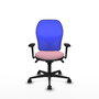 PIQUERAS Y CRESPO Silla de oficina Jorquera con mecanismo Sincro, Tela Rosa y Malla Azul