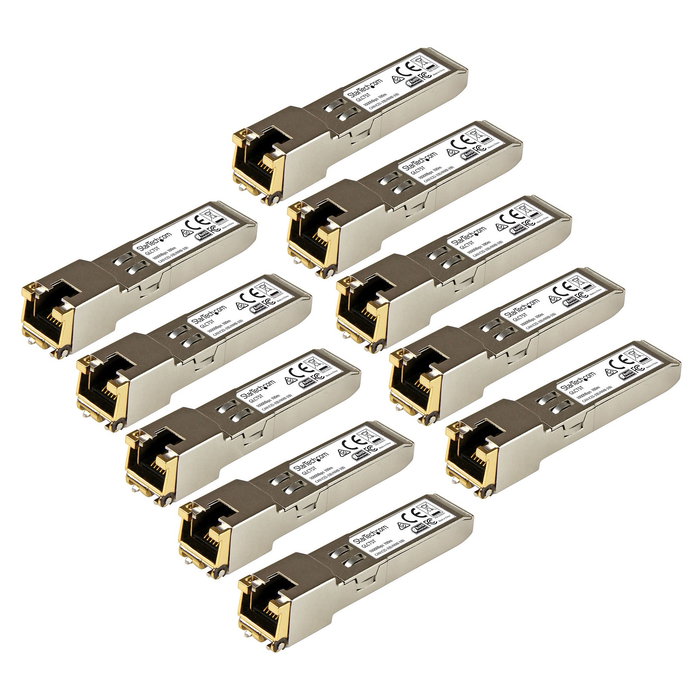 StarTech.com Transceiver SFP Gigabit 1000Base-T RJ45 - Cisco GLC-T Compatible - Módulo de Cobre - Paquete de 10 unidades