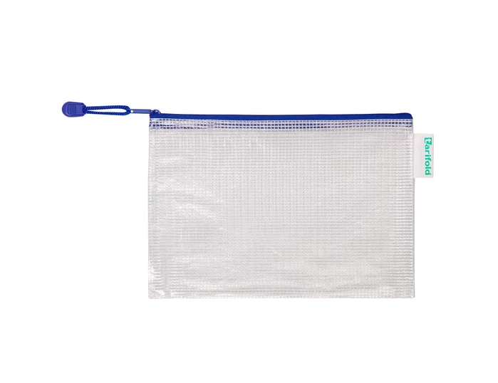 Djois Bolsa multiusos DIN A5 transparente con cremallera azul Djois Bolsa multiusos DIN A5 transparente con cremallera azul