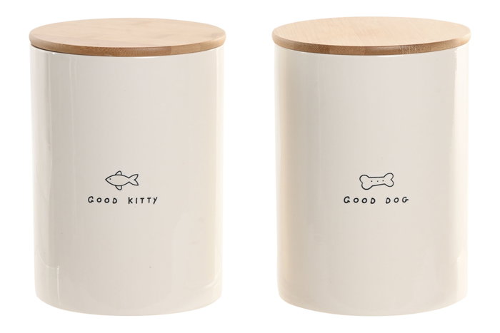 DKD Home Decor Set de 2 Botes de Cerámica 1600 ml DKD Home Decor Set de 2 Botes de Cerámica 1600 ml