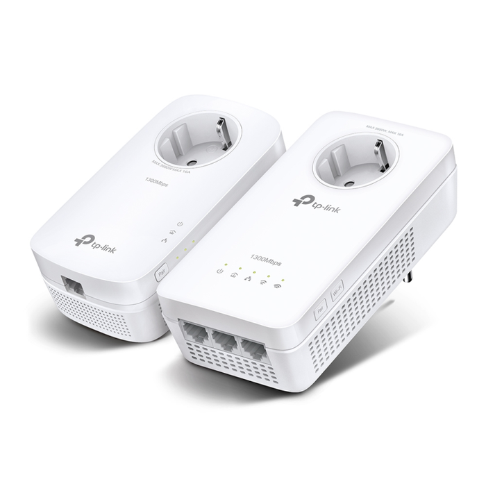 TP-LINK TL-WPA8631P KIT Adaptador Powerline WiFi AC1750 Kit con 2 Puertos Gigabit Ethernet, Blanco