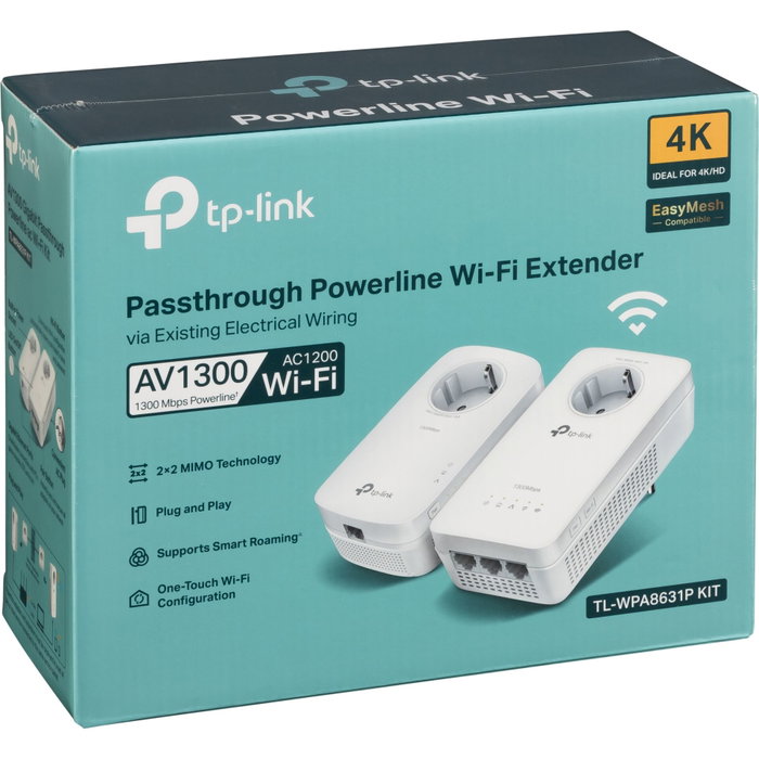 TP-Link TL-WPA8631P KIT Adaptador Powerline AV1300 Wi-Fi AC1200 Blanco TP-Link TL-WPA8631P KIT Adaptador Powerline AV1300 Wi-Fi AC1200 Blanco