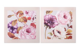 DKD Home Decor Cuadro Lienzo Abeto 70x70 Rosas Surtido de 2 unidades