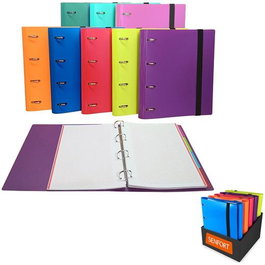 Senfort Carpeta Anillas 4x30 mm A4 con Goma y 4 Separadores, 120 Hojas, Surtidos