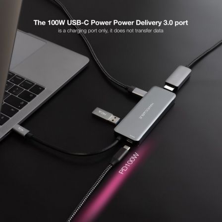 Nano Cable 10.16.1006 Docking Station USB-C 2xUSB 3.0, 1xHDMI 4K, 2xUSB-C, 1xUSB-C PD 100W Gris