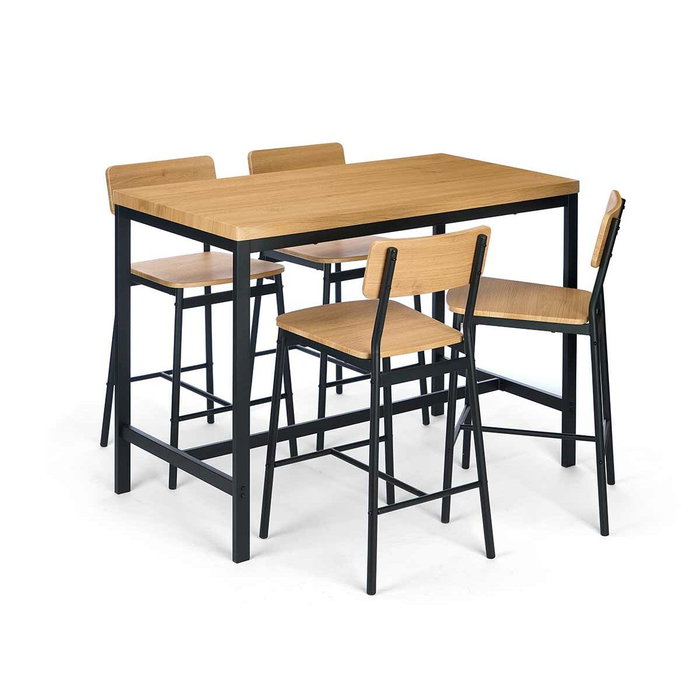 GIFTDECOR Set de Mesa y 4 Taburetes Madera-Negro