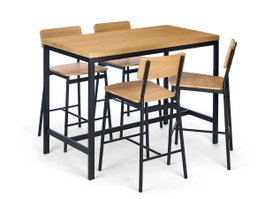GIFTDECOR Set de Mesa y 4 Taburetes Madera-Negro
