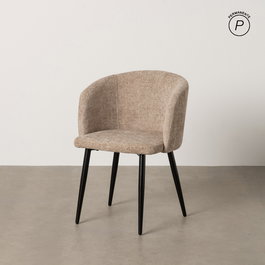 Silla Beige Tejido-Metal Salón 53 X 53 X 77 cm (Set de 2)