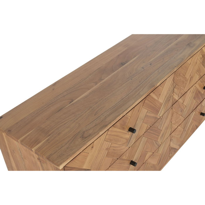 DKD Home Decor Cómoda Espiga Moderno 6 Cajones Acacia/Metal Marrón Claro 150 x 76 x 40 cm