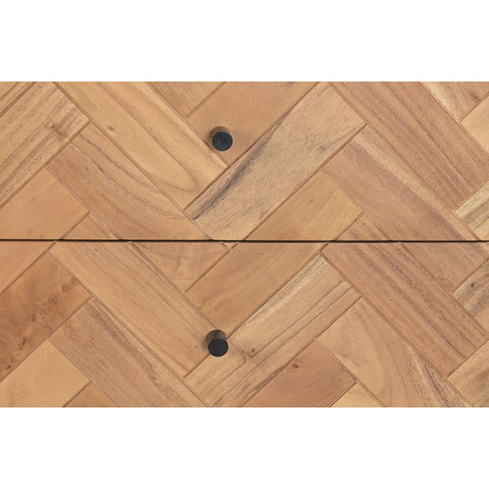 DKD Home Decor Cómoda Espiga Moderno 6 Cajones Acacia/Metal Marrón Claro 150 x 76 x 40 cm