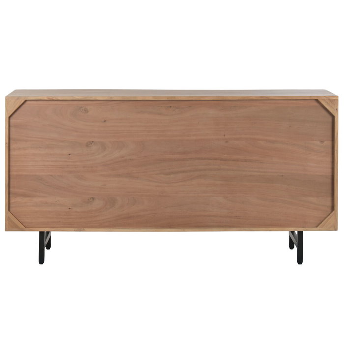 DKD Home Decor Cómoda Espiga Moderno 6 Cajones Acacia/Metal Marrón Claro 150 x 76 x 40 cm