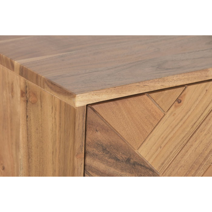 DKD Home Decor Cómoda Espiga Moderno 6 Cajones Acacia/Metal Marrón Claro 150 x 76 x 40 cm