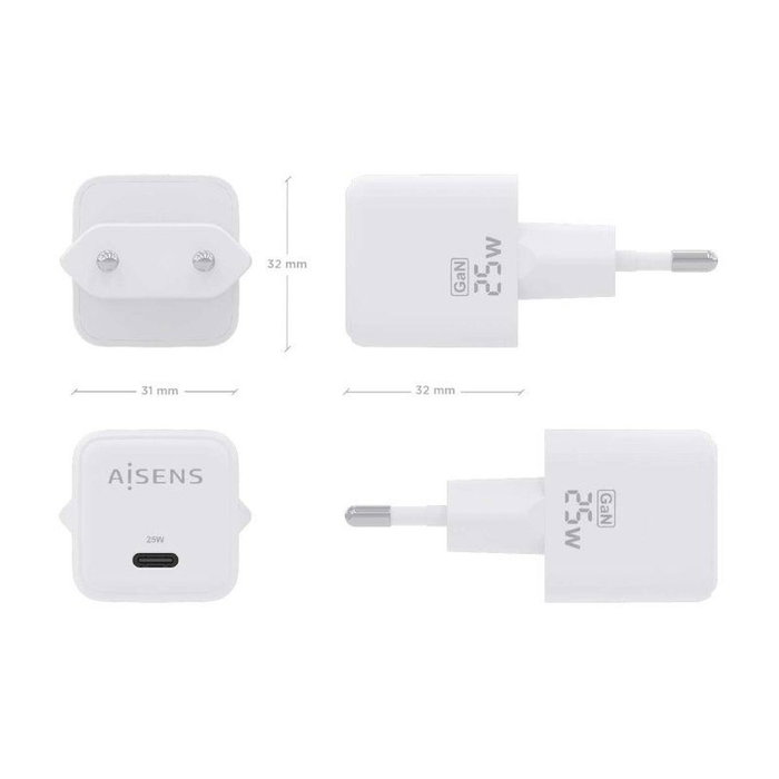 Aisens Cargador GaN 25W USB-C Blanco