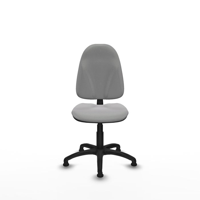 Silla de oficina Algarra con mecanismo Contacto permanente básico tapizada con Tela color Gris claro. Equipada con Base poliamida negra, Sin brazosy Topes