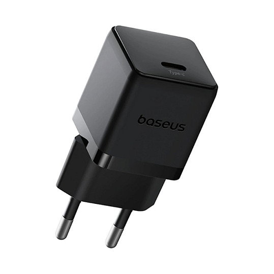 Baseus Palm USB-C 30W Power Delivery Cargador Pared Interruptor Negro - Para 1 Dispositivo, 100-240V EU