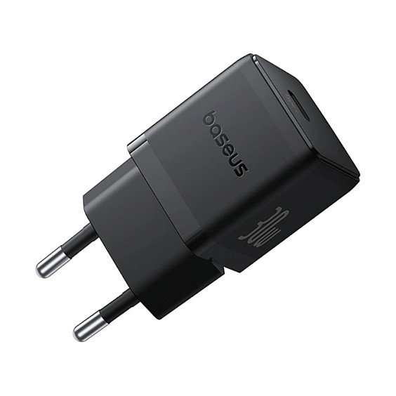 Baseus Palm USB-C 30W Power Delivery Cargador Pared Interruptor Negro - Para 1 Dispositivo, 100-240V EU