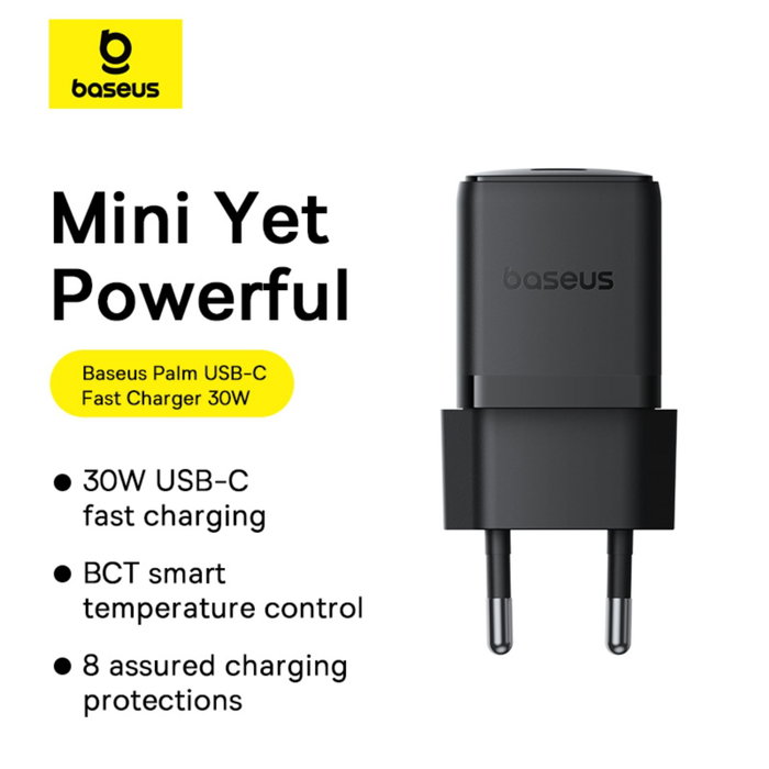 Baseus Palm USB C Cargador 30W EU Negro Baseus Palm USB C Cargador 30W EU Negro