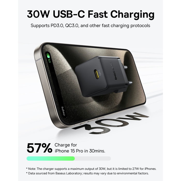Baseus Palm USB C Cargador 30W EU Negro Baseus Palm USB C Cargador 30W EU Negro