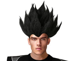 Peluca Negra Punteada Alta Guerrero Galáctico Anime Luchador Fiesta Temática