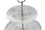 DKD Home Decor Frutero Pixel Love de 3 Pisos en Porcelana y Metal Rosa/Blanco