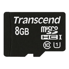 Transcend Tarjeta de Memoria microSDHC 8GB Clase 10 UHS-I, 90 MB/s, Blister Individual