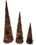 DKD Home Decor Set de 3 Conos LED Natural y Verde 20x20x80 cm