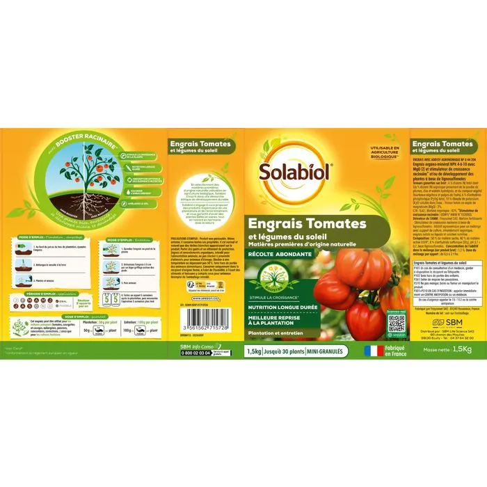 Solabiol SOTOMY15 Fertilizante de Tomate y Frutas Vegetales - 1.5 Kg Solabiol SOTOMY15 Fertilizante de Tomate y Frutas Vegetales - 1.5 Kg